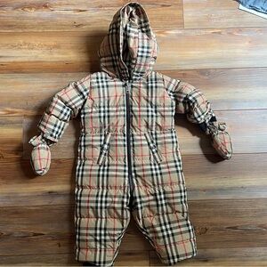 Burberry Classic Plaid Hooded Baby Snowsuit